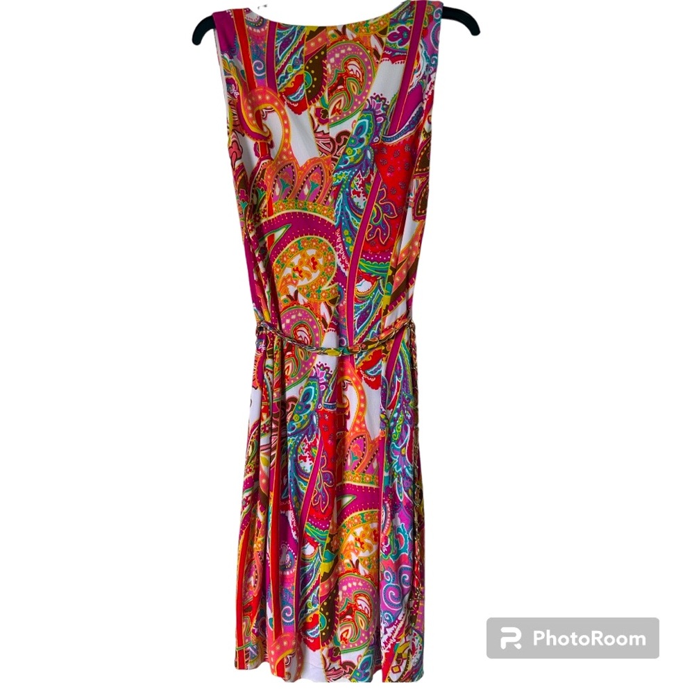 Cache Paisley Print Belted Stretch Shift Dress Si… - image 3